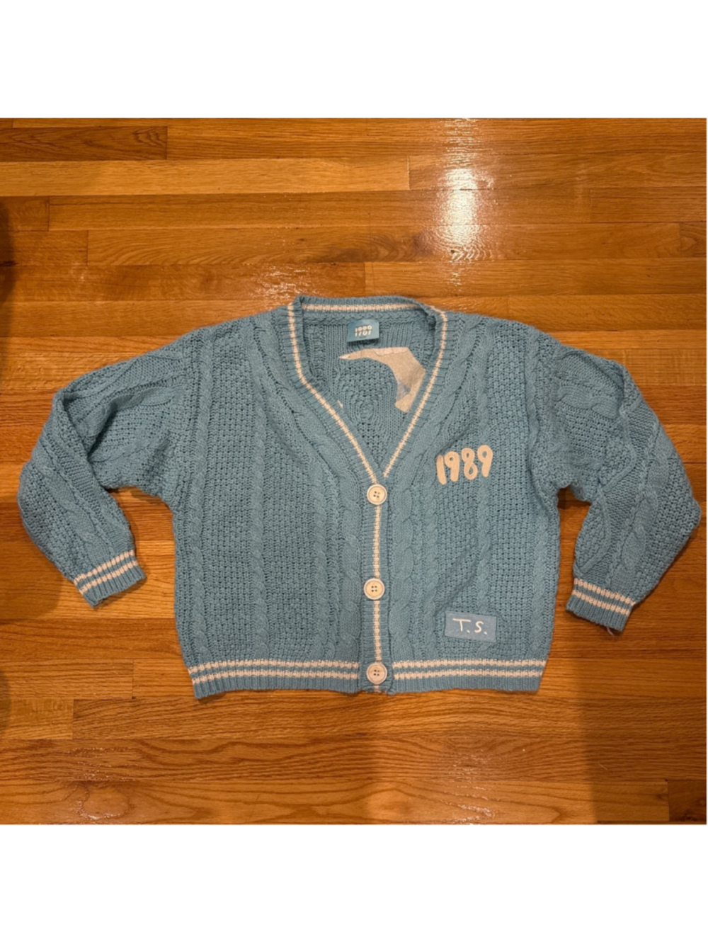 Women's Taylor Swift Blue 1989 Cable Knit Cardigan XS/SM